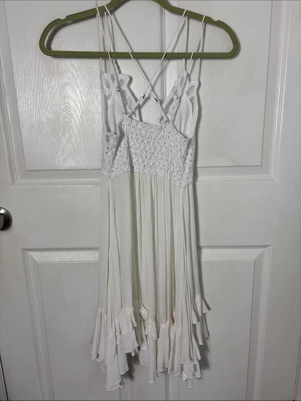 FREE PEOPLE FP One Adella Slip Dress Solid White Bride Lace Mini Ruffles Small - Picture 3 of 12